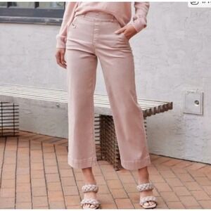 SPANX Jeans Womens Size XL Stretch Twill Cropped Wide Leg Pants Pink 20312R